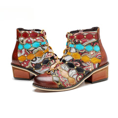 Socofy Vicconfy Vintage Handmade Romantic Exquisite Ankle Boots