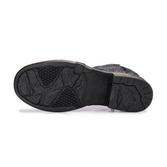 Socofy Winter Vintage Embossed Pattern Short Boots