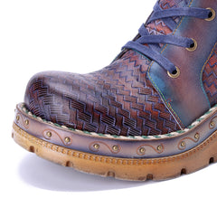 Socofy Winter Vintage Snake Print Short Boots