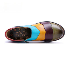 Handmade Genuine Leather Rub Color Color Comfort Casual Flat Shoes