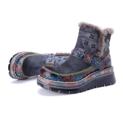 Socofy Winter Retro Multi tone Ankle Boots