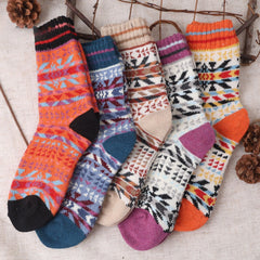 Socofy Vicconfy Thickened warm ethnic style retro wool socks