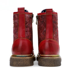 Socofy Vicconfy Vintage Lace Up Gothic Flat Ankle Boots