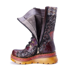 Socofy Winter Vintage Cutout Pattern Boots