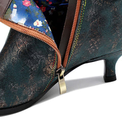 Socofy Retro British style metal texture low heel women's short boots