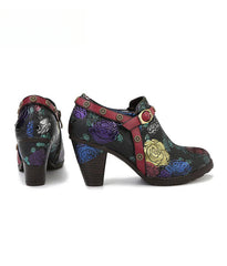 Socofy Vicconfy Heeled Women's Romantic Vintage Rose Single Shoes