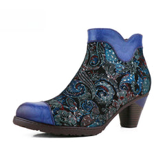 Socofy Winter blue heightening viscose low round toe warm women's boots