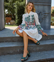 Socofy Emerald Blossom Sandals