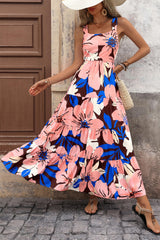 Floral Ruffle Long Flowy Cute Casual Beach Boho Maxi Dresses