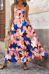 Floral Ruffle Long Flowy Cute Casual Beach Boho Maxi Dresses