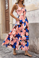 Floral Ruffle Long Flowy Cute Casual Beach Boho Maxi Dresses