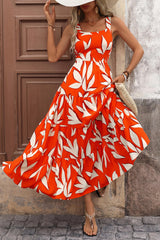 Floral Ruffle Long Flowy Cute Casual Beach Boho Maxi Dresses