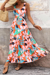 Floral Ruffle Long Flowy Cute Casual Beach Boho Maxi Dresses