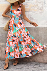 Floral Ruffle Long Flowy Cute Casual Beach Boho Maxi Dresses