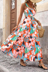 Floral Ruffle Long Flowy Cute Casual Beach Boho Maxi Dresses