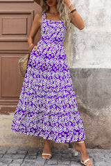 Floral Ruffle Long Flowy Cute Casual Beach Boho Maxi Dresses