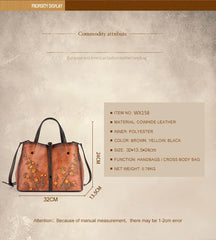 Socofy Women's Bag Genuine Leather Handbag For Women Vintage Embossed Female Shoulder Bag Handmade Large Capacity Crossbody Bag