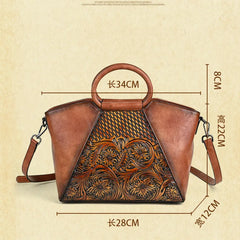 Socofy Embossed Women's Bag Luxury Designer Exquisite Vintage Leather Bag