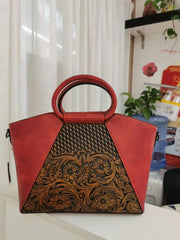 Socofy Embossed Women's Bag Luxury Designer Exquisite Vintage Leather Bag