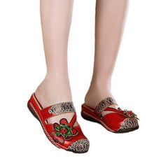 Socofy Summer Leather Printed Slippers