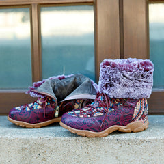 Socofy Printed Leather Snow Boots