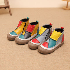 Socofy Top Grain Leather Ankle Boots