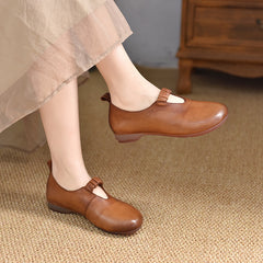 2025 New Vintage Handmade Flat Heel Soft Sole Summer Leather Flat Shoes