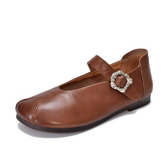 2025 Socofy Vicconfy Summer Retro Shallow Mouth Soft Sole Comfortable Leather Women's Flat Shoes