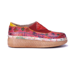Socofy Handmade Leather Printed Casual Shoes