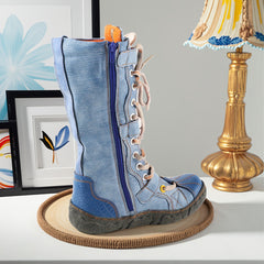 Socofy Modern Flat Zipper Mid Calf Boots