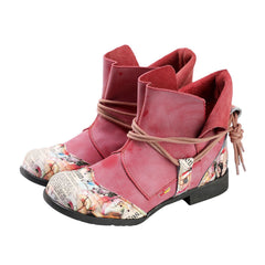 Socofy New Chinese Style Flat Short Boots