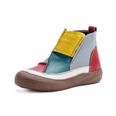 Socofy Top Grain Leather Ankle Boots