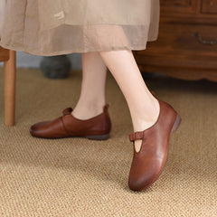 2025 New Vintage Handmade Flat Heel Soft Sole Summer Leather Flat Shoes