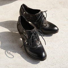 Socofy Vintage Butterfly Print High Heel Shoes