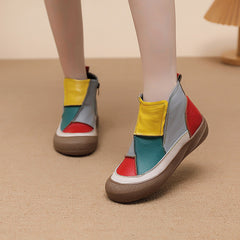 Socofy Top Grain Leather Ankle Boots