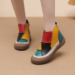 Socofy Top Grain Leather Ankle Boots