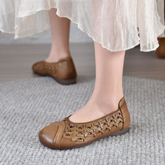 Socofy viconfy 2025 Summer non-slip hand-woven flat soft sole leather sandals