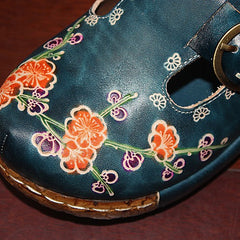 Socofy Summer Leather Chunky Slippers