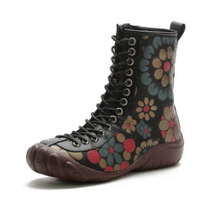 Socofy Vintage Leather Short Boots