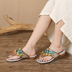 Vintage Handmade Leather Low Heel Open Toe Slipper