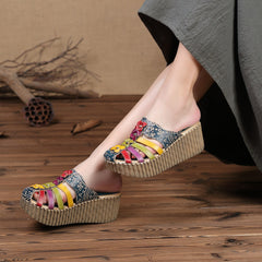 Socofy Summer Ethnic Floral Slippers