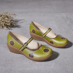 Socofy Summer Leather Printed Platform Shoes