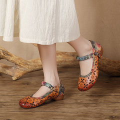 Socofy Cutout Low Heel Shoes