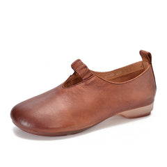 2025 New Vintage Handmade Flat Heel Soft Sole Summer Leather Flat Shoes