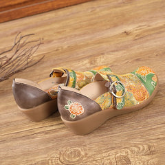 Socofy Summer Leather Wedge Shoes