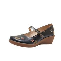 Socofy Summer Leather Thick Sole Casual Shoes