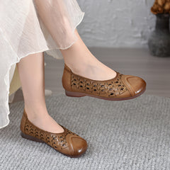 Socofy viconfy 2025 Summer non-slip hand-woven flat soft sole leather sandals