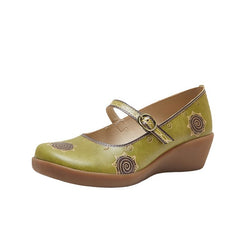 Socofy Summer Leather Printed Platform Shoes