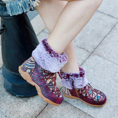 Socofy Printed Leather Snow Boots