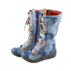 Socofy Modern Flat Zipper Mid Calf Boots